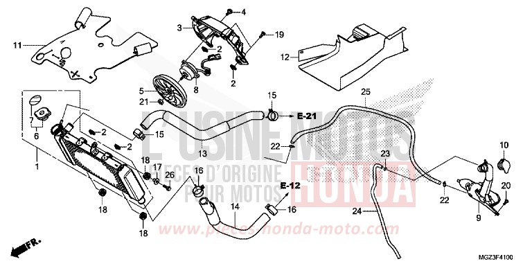 RADIATOR for CBR500R ABS SEAL SILVER METALLIC (NHA14) from 2013